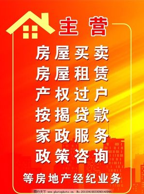 房地產(chǎn)中介公司經(jīng)營范圍燈箱圖片 專業(yè)經(jīng)紀(jì)服務(wù)的視覺名片